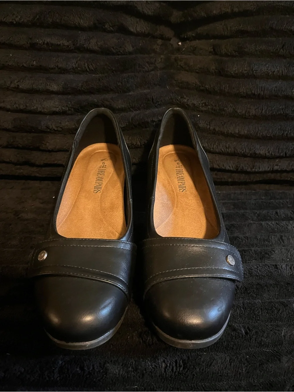 Dream Pairs Black Women's Slip-On Heel with Rivet Accent